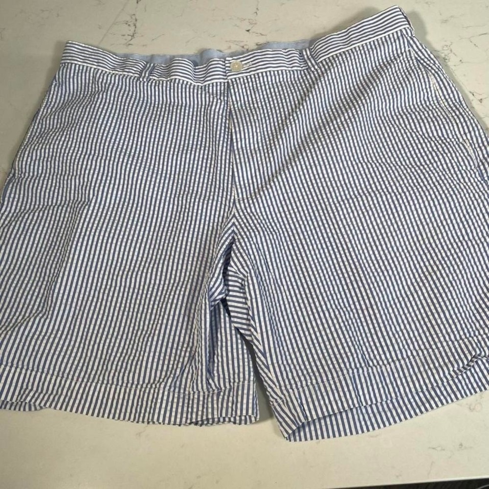 Brooks Brothers 346 Blue White Seersucker Shorts Men's 42 Cotton Preppy Classic